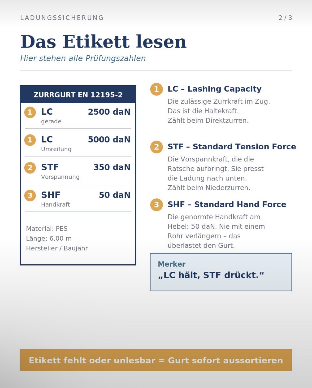 Zurrgurt-Etikett nach EN 12195-2 mit LC, STF und SHF erklärt